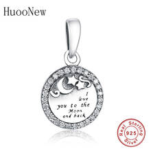 HuooNew-abalorios de plata de ley 925 para pulsera Pandora, Charms originales con colgante de la luna y la estrella trasera 2024 - compra barato