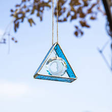 H & d pingente tripé de vidro metálico, colante de sol, ornamento com prismas em formato de lua de cristal, criador de arco-íris para decoração de janela, presentes 2024 - compre barato