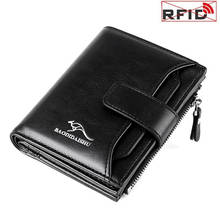 Men's Leather Wallet RFID Blocking Anti Theft Short Vertical Zipper Coin Purse Male Card Holder Bag Wallet  Man Fashion 2024 - buy cheap