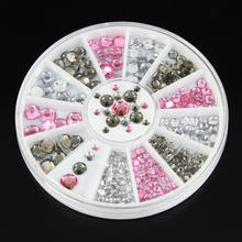 Rueda de diamantes de imitación para decoración de uñas, accesorios mixtos de perlas semicírculo de lujo de 1,5mm (B6) AB 2024 - compra barato