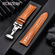 REMZEIM Genuine Leather Bracelet Black Brown Watch Strap Butterfly Clasp Watchband Sized In 18mm 20mm 22mm 24mm Watch Band 2024 - buy cheap