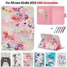 For kindle 10th generation 2019 Case Flip Cat Flower Stand Case Coque For kindle 2019 Funda + Pen 2024 - buy cheap