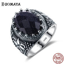 Роскошные кольца GOMAYA из стерлингового серебра 925 пробы, модные синие Ретро Винтажные Ювелирные изделия, Женское кольцо, бижутерия, оптовая продажа, изящные женские кольца 2024 - купить недорого
