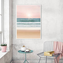 Морской пейзаж на холсте, постеры в скандинавском стиле, Пляжная розовая пляжная настенная живопись, скандинавский домашний декор 2024 - купить недорого
