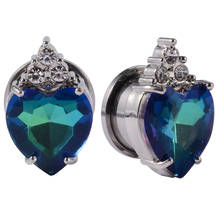 CHUANCI 1 Pair Heart Shape Rainbow Crystal Cubic Zircon Screw Fit Ear Flesh Tunnel Ear Expander Body Piercing Jewelry 2024 - buy cheap