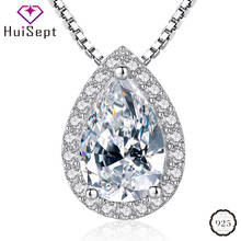 HuiSept 925 Silver Jewelry Necklace with Water Drop Shape AAA Zircon Gemstone Pendant Ornament for Women Wedding Party Wholesale 2024 - buy cheap