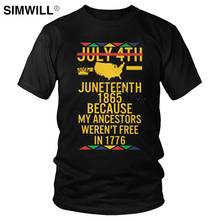 Juneteenth день моих предков не были свободны в 1776 июля 4th футболка Для мужчин хлопковая футболка черного цвета в африканском стиле с изображением американского флага гордость футболки 2024 - купить недорого