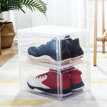 Bota de plástico transparente para sapatos, caixa empilhável, organizador de gavetas, para casa, estoque transparente 2024 - compre barato