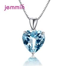 Sweet Love Heart Sapphire Pendant Necklace 925 Sterling Silver Crystal Chain Necklace for Women Wedding Engagement Party Gift 2024 - buy cheap