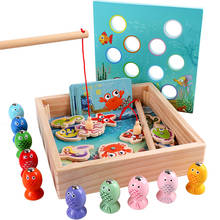 Детские деревянные игрушки Магнитные игры рыболовная игрушка игра Дети 3D Рыба Детские образовательные игры на открытом воздухе забавные подарки для мальчиков и девочек 2024 - купить недорого