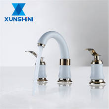 XUNSHINI White Gold Luxury Basin Sink Faucet Basin Bathroom Kitchen Faucets Dual Handle  Hot and Cold Mixer Tap Three Hole Tap 2024 - buy cheap