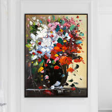 Pintura abstracta de flores sobre lienzo para pared, pintura al óleo 3D moderna, obra de arte hecha a mano, decoración de la habitación del hogar sin marco 2024 - compra barato