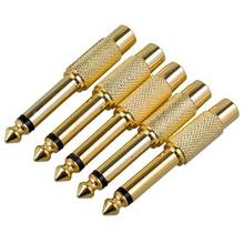 5x Gold Plated 6.35mm 1/4 inch Male Mono Plug to RCA Female 6.5mm Jack o Stereo Adapter Connector Plug TS Converter Sound Mi 2024 - buy cheap