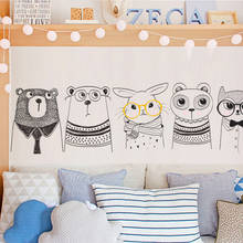 Animais dos desenhos animados adesivos de parede, adesivos de parede removíveis, para quarto das crianças, quarto, sala de estar, janela, porta, decoração de casa 2024 - compre barato