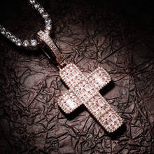 Hip Hop AAA Cubic Zirconia Paved Bling Ice Out Gold Color Cross Pendants Necklace for Men Rapper Jewelry 2024 - buy cheap