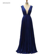 Plus Size 2021 Gorgeous Evening Dresses Double Deep V Neck Backless Sexy Evening Prom Gown Pageant Celebrity Dress Pleated Skirt 2024 - buy cheap