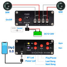 2*50W Bluetooth 5.0 TPA3116 Digital Audio Amp Class D TPA3116D2 Stereo AUX Power Amplificador 2024 - buy cheap