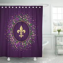 Mardi Gras Holiday Round Dotted Fleur De Lis Suitable Shower Curtains Waterproof Polyester Fabric 60 x 72 inches with Hooks 2024 - buy cheap