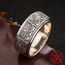 Real 925 Sterling Sliver Vintage Rings for Men Women Buddhism Eight Auspicious Charm  Personality Can Rotate Rings Jewelry Gift 2024 - buy cheap