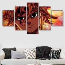 Wall Art Children Room Home Decorative 5 Piece The Seven Deadly Sins Anime Painting Canvas HD Prints Meliodas Pictures Framework 2024 - buy cheap