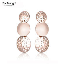 ZooMango Bohemia Titanium Steel Geometric Hollow Circle Earrings Jewelry Trendy Rose Gold Color Stud Earrings For Women ZE18025 2024 - buy cheap