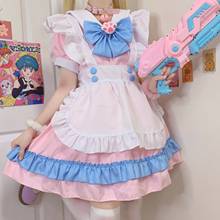 Women Maid Outfit Anime Cute Cat Pink Blue Lace Apron Cat Paw Lolita Dress Cosplay Costume Full Set 4xl Gothic Lolita 2024 - buy cheap