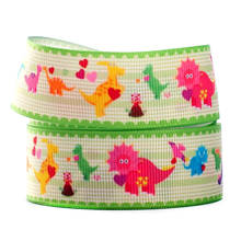 10yards different sizes cute cartoon Dinosaur printed grosgrain ribbon 2024 - buy cheap