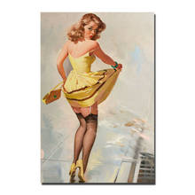 Pôster de parede de tecido de seda pinup sexy menina 2 adesivo de decoração de arte brilhante 2024 - compre barato