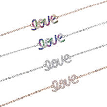 2021 New Arrive Women Lovely Bracelet Clear Rainbow CZ Letter Charm Bracelet For Women Fashion Heart Wedding Jewelry Gift 2024 - buy cheap