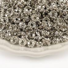 Rondelle Austiran-Cuentas espaciadoras sueltas para fabricación de joyería, cuentas espaciadoras de diamante de imitación de Metal con ondas chapadas en plata, 50 Uds. 2024 - compra barato