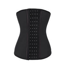 Rubber Latex Waist Trainer Corset 4 Rows Hook Fajas S-6XL Plus Size Women Body Shaper 9 Steel Bone Waist Cincher Shapewear Black 2024 - buy cheap