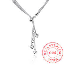 Новинка, роскошное ожерелье из стерлингового серебра 925 пробы, цепочка с длинной кисточкой, кулон, пять сердец, Макси ожерелье для женщин, хорошее ювелирное изделие, подарок 2024 - купить недорого