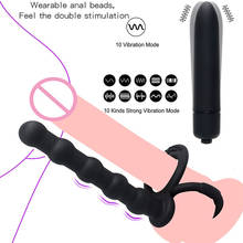 Penis Vibrating Ring Double Penetration Strapon Dildo Anal Beads Butt Plug Rabbit Vibrator Clitoris Sex Toys for Couple 2024 - buy cheap