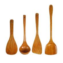 4pcs/set Health Bamboo Wood Wok Shovels  Slotted Spatula Spoon Mixing Holder Cooking Utensils Dinner Kitchen Shovels Supplies 2024 - buy cheap