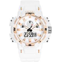 Smael relógios de moda design branco masculino esportes relógios dupla exibição analógico digital quartzo relógios de pulso masculino 1557 2024 - compre barato