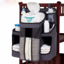 Branco/cinza oxford portátil cama do bebê pendurado saco de armazenamento brinquedo fraldas bolso organizador cabeceira infantil berço conjunto organizador 2024 - compre barato