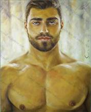 Pintura al óleo Original 100% hecha a mano, retrato de hombre joven barba 2024 - compra barato