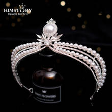 Himstory luxo do vintage barroco pérola coroa real princesa rainha tiara strass headbands para o casamento feminino acessórios de cabelo 2024 - compre barato