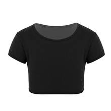 Top corto de manga corta para niños y niñas, ropa de baile de Color liso, Tops de gimnasia de Ballet, traje de entrenamiento deportivo 2024 - compra barato