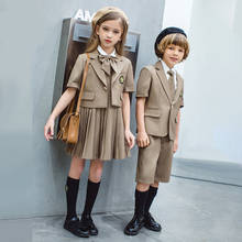 Uniforme escolar japonês para crianças, camisa branca para meninos e meninas, casaco com suspensórios, vestido com shorts, roupa de estudante 2024 - compre barato