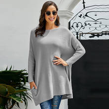 2020 nuevo estilo Casual Rayas de gran tamaño suéter mujeres otoño Batwing manga larga suéter suelto invierno suéter de punto de las señoras 2024 - compra barato