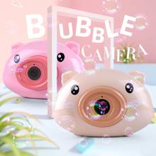 Детская Милая камера в форме свиньи светильник ящаяся музыкальная Автоматическая воздуходувка для пузырьков, Интерактивная уличная машина для пузырьков для родителей и детей, игрушки, игры 2024 - купить недорого