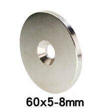 Imán permanente de neodimio avellanado, 60x5-8mm, 60x5mm, agujero de 8mm, 1/2/3 Uds. 2024 - compra barato