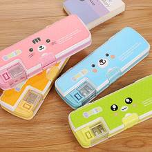 Double Layer Square Cartoon Pencilcase With Sharpener Student Creative Stationery Pencil Box Case Children Prize Party Gift 2024 - buy cheap
