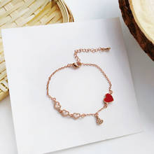 Korean Rose Gold Color Chains Hollow Hearts Female Bracelets Hollow Red Heart Charms Bracelets for Women 2024 - buy cheap