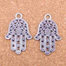 Amuletos hamsa palma da mão, 28 peças, 42x28mm, pingentes antigos, joias vintage de prata tibetana, faça você mesmo para pulseira e colar 2024 - compre barato