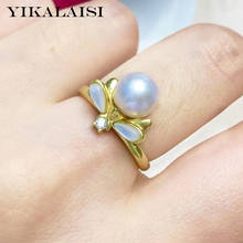 YIKALAISI-Anillos redondos de perlas de agua dulce para mujer, joyería para mujer, anillos de plata de ley 925, novedades al por mayor, 6-7mm 2024 - compra barato