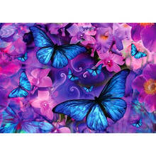 DIY Diamond Painting by Number Blue Butterfly Flower Needlework Rhinestone Diamond Embroidery Mosaic Cross Stitch Christmas Gift 2024 - buy cheap