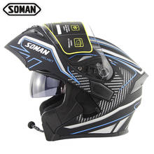 SOMAN Bluetooth Double lens Flip Up Motorcycle helmet for men and men Full Face Motocross Motorbike helmet Moto casco 2024 - buy cheap