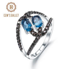 GEM'S BALLET 1.14Ct Natural London Blue Topaz  Birthstone Ring 925 Sterling Silver Split Band Swirl Rings For Women Fine Jewelry 2024 - buy cheap